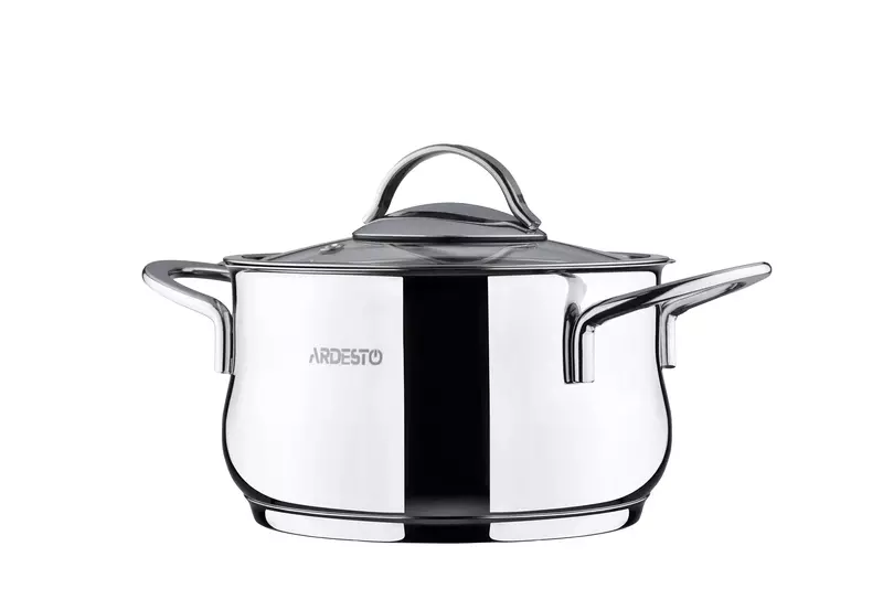 Каструля Ardesto BLACK MARS AR0718S, скляна кришка, 1.8 л, нержавіюча сталь - фото - №0