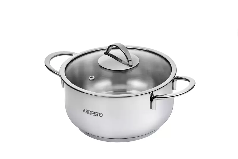 Каструля Ardesto BLACK MARS AR0718S, скляна кришка, 1.8 л, нержавіюча сталь - фото - №1
