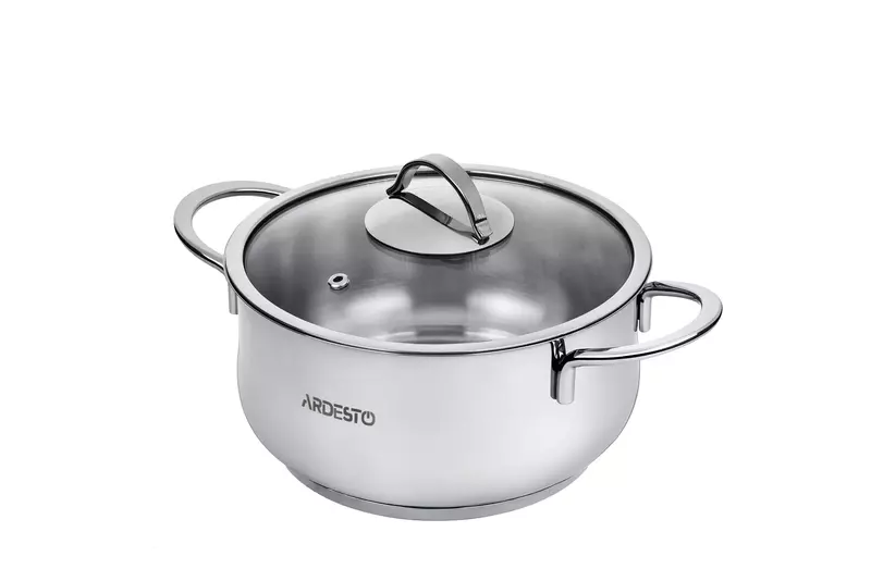 Каструля Ardesto BLACK MARS AR0723S, скляна кришка, 2.3 л, нержавіюча сталь - фото - №1