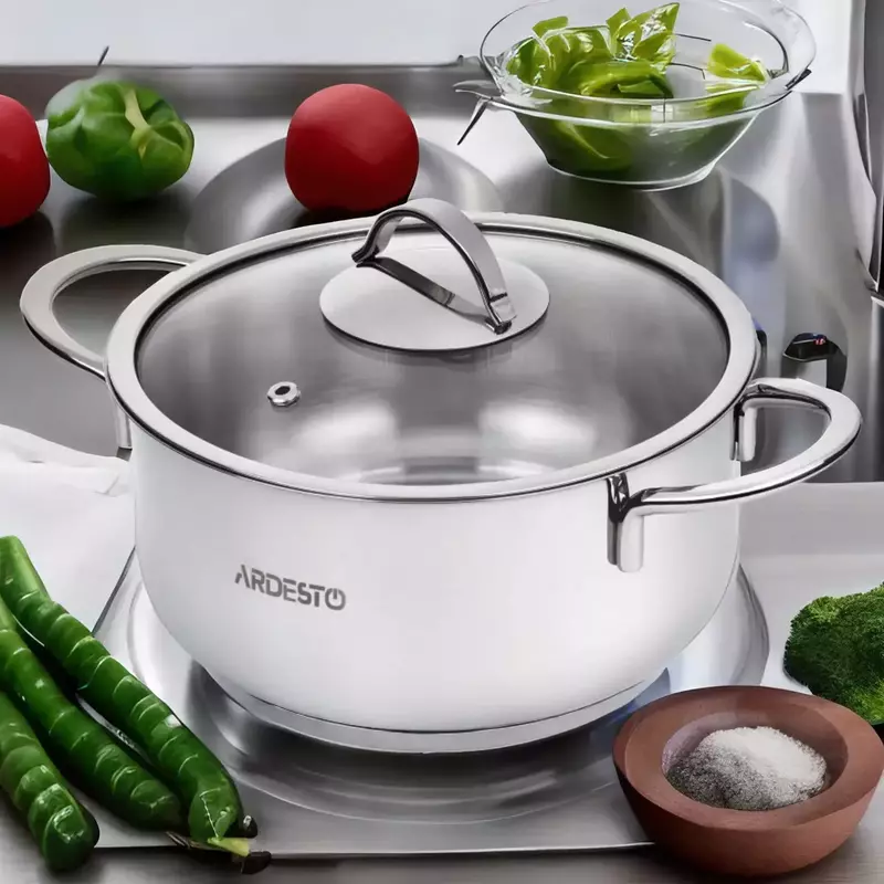 Каструля Ardesto BLACK MARS AR0743S, скляна кришка, 4.3 л, нержавіюча сталь - фото - №7