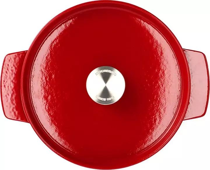 Каструля чавунна з кришкою KitchenAid, 22 см, 3,3 л, червона (CC006057-001) - фото - №3