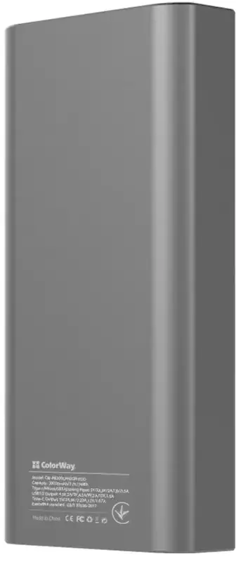 Порт.ЗУ ColorWay (CW-PB200LPH3GR-PDD) Full 20000mAh PD+QC3.0 22.5W серый фото