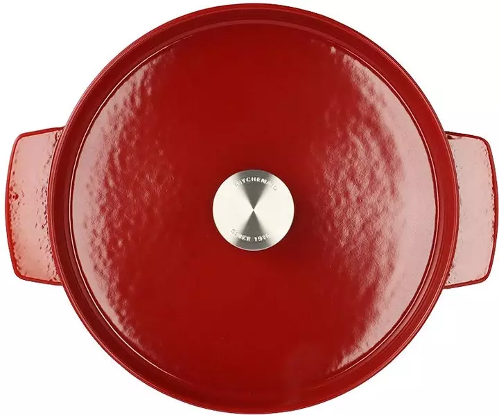 Каструля чавунна з кришкою KitchenAid, 26 см, 5,2 л, червона (CC006060-001) - фото - №2