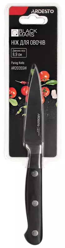 Кухонный нож для чистки овощей Ardesto Black Mars 8,9 см, черный, нерж.сталь, дерево (AR2035SW) фото
