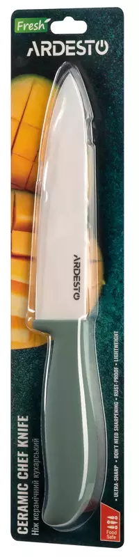 Нож керамический поварской Ardesto Fresh 15 см, зеленый, керамика/пластик (AR2127CZ) фото