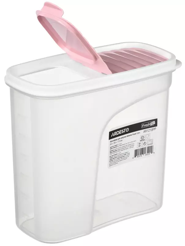 Контейнер для сипучих Ardesto Fresh 1.8 л, рожевий, пластик (AR1218PP) фото