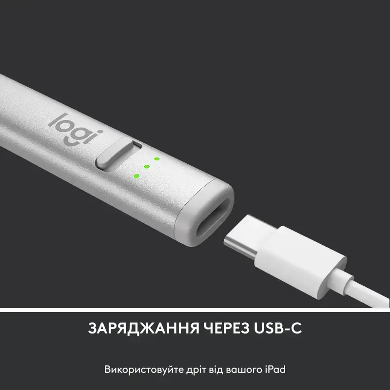Стилус Logitech Crayon Digital Pen для Apple iPad USB-C (Silver) 914-000074 фото