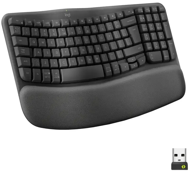 Клавiатура Logitech Wave Keys ergonomic 2.4GHZ/BT UA (Graphite) 920-012304 фото