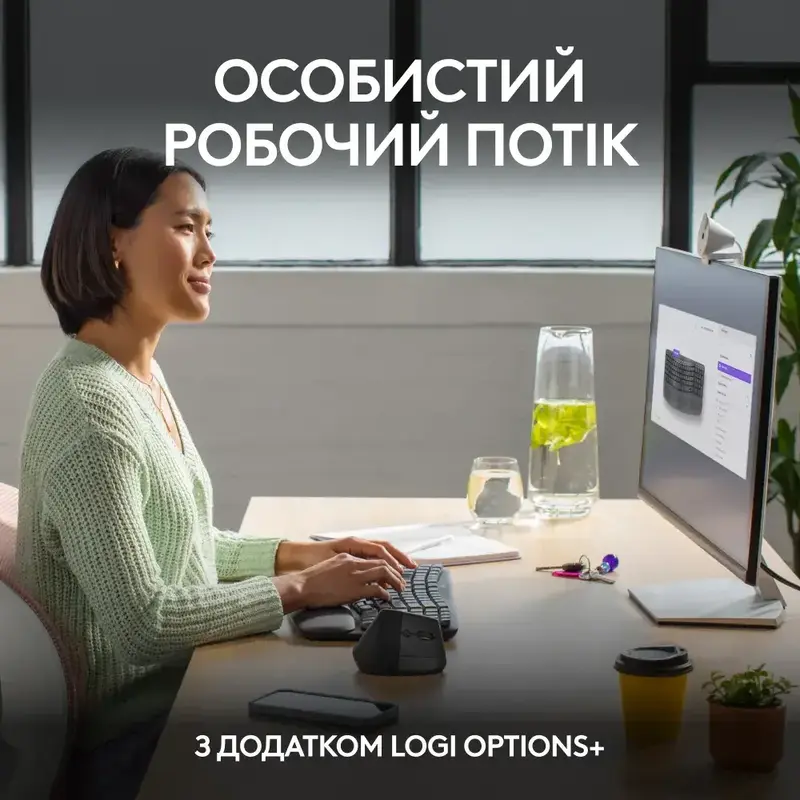 Клавиатура Logitech Wave Keys ergonomic 2.4GHZ/BT UA (Graphite) 920-012304 фото