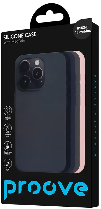 Чохол для iPhone 15 Pro Max Proove Silicone Case with Magnetic Ring (Black) - фото - №3