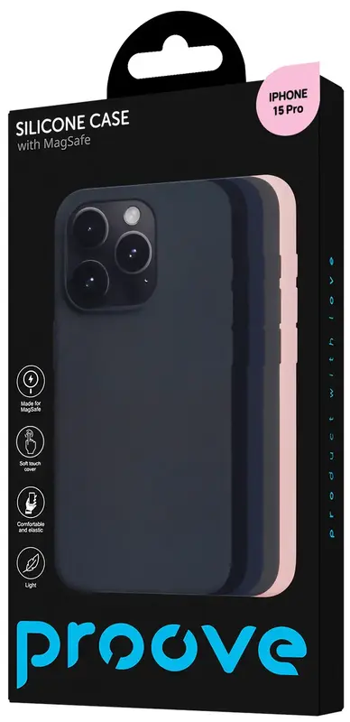 Чохол для iPhone 15 Pro Proove Silicone Case with Magnetic Ring (light pink) - фото - №3