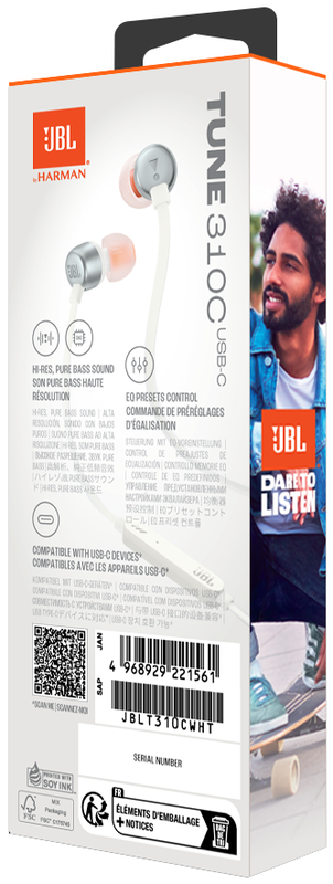 Навушники JBL Tune 310C USB-C (White) JBLT310CWHT - фото - №7