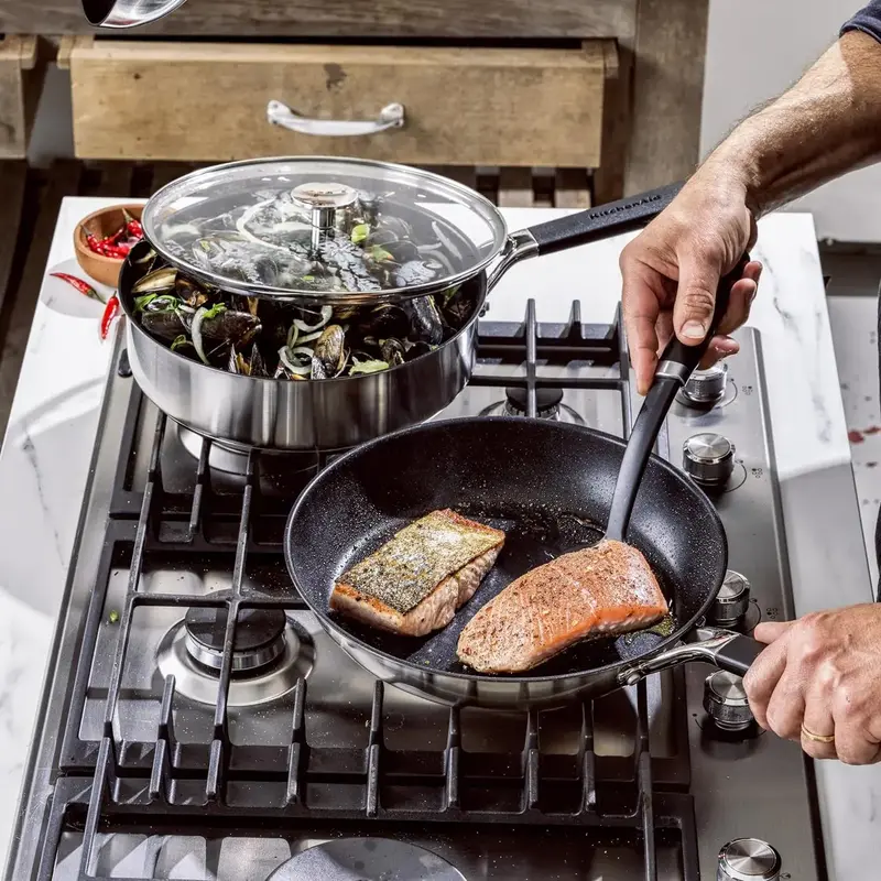 Набір сковорідок KitchenAid CSS, 20+24+28 см із керамічним покриттям (CC005708-001) - фото - №6