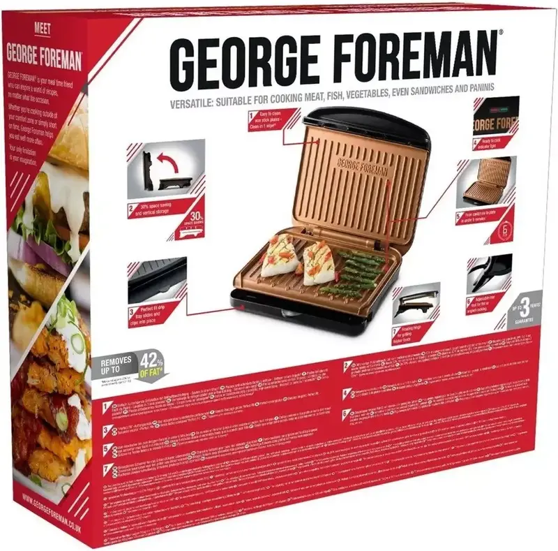 Гриль-барбекю электрический George Foreman 25811-56 Fit Grill Copper Medium фото