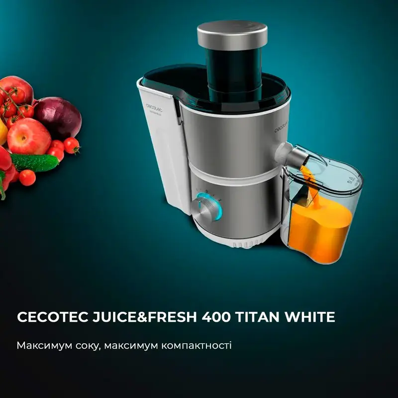 Соковитискач шнековий Cecotec Juice & Fresh 400 Titan White (CCTC-04154) фото
