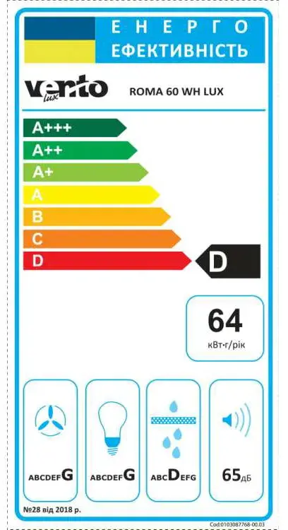 Витяжка VENTOLUX ROMA 60 WH LUX - фото - №6