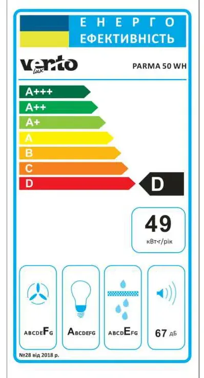 Витяжка VENTOLUX PARMA 50 WH - фото - №6