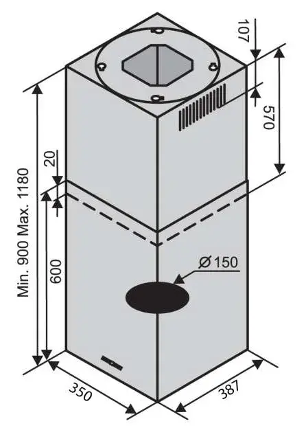 Витяжка VENTOLUX ISOLA CUBE (1200) - фото - №5
