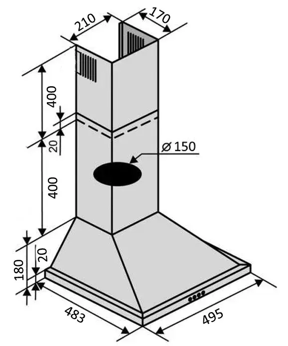 Витяжка VENTOLUX LIDO 50 BK (700) - фото - №6