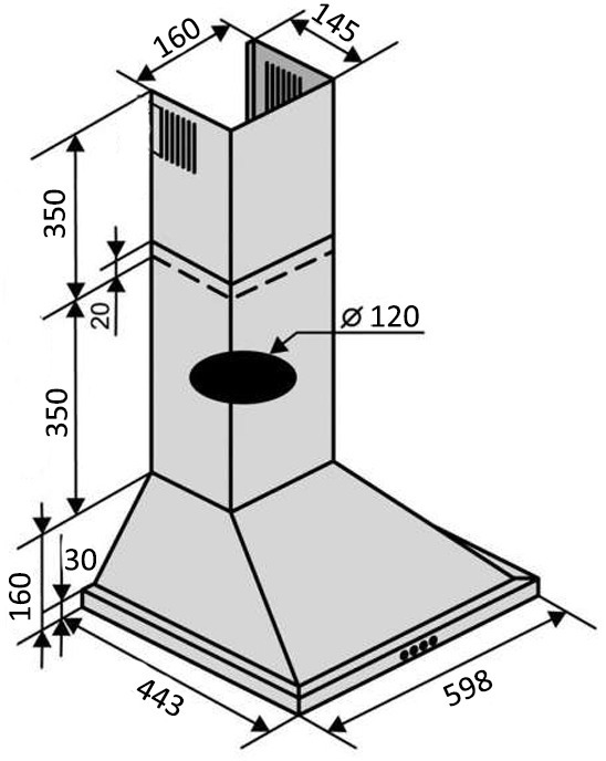 Витяжка VENTOLUX LIDO 60 BK (650) - фото - №5