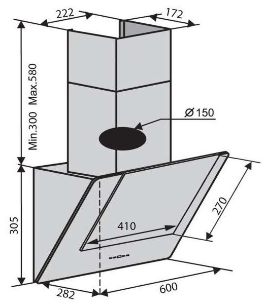 Витяжка VENTOLUX DIAMOND 60 BK (700) PB - фото - №5