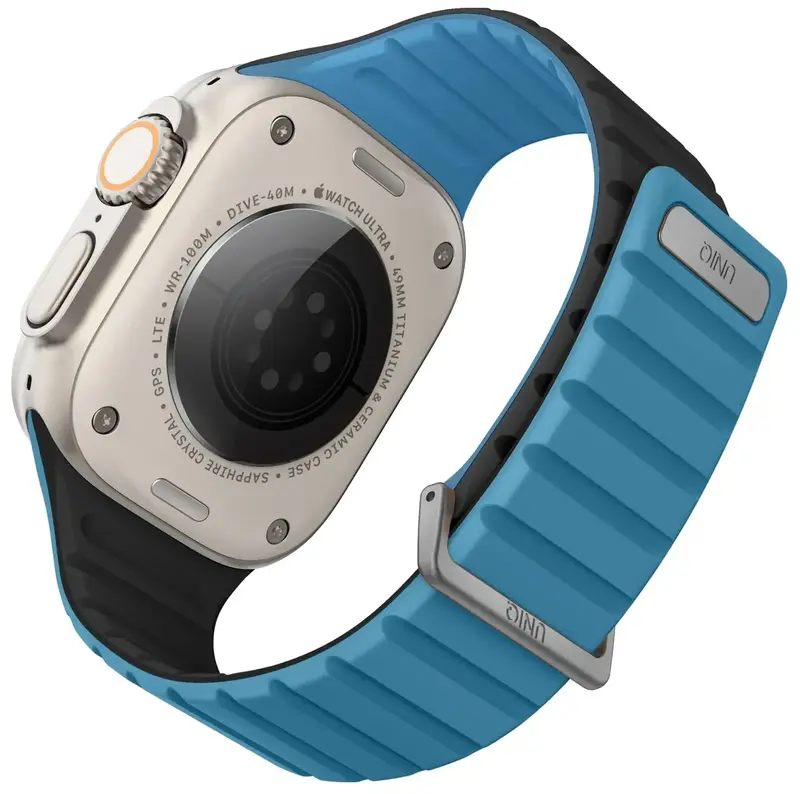 Ремешок APPLE WATCH STRAP 49/45/44/42MM UNIQ REVIX EVO REVERSIBLE-PACIFIC (PACIFIC BLUE/BLACK) - фото - №2