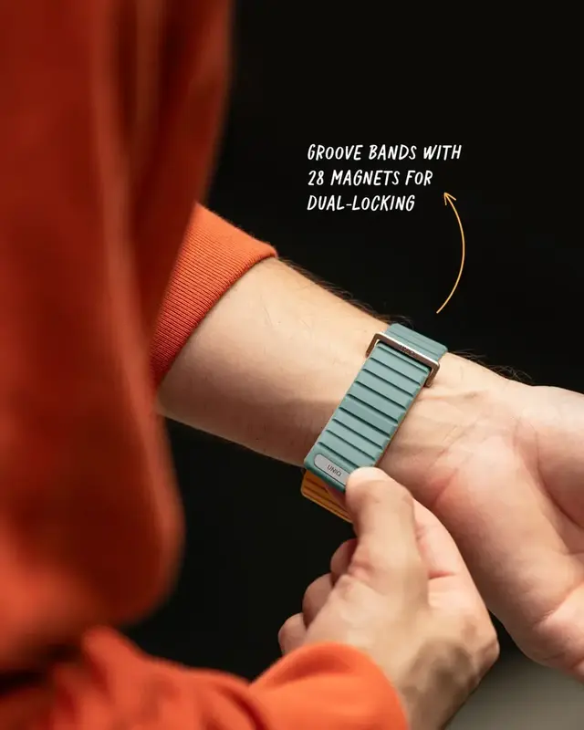 Ремінець APPLE WATCH STRAP 49/45/44/42MM UNIQ REVIX EVO REVERSIBLE-AMBER (AMBER ORANGE/WHITE) - фото - №7