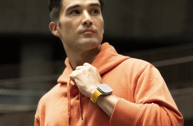 Ремінець APPLE WATCH STRAP 49/45/44/42MM UNIQ REVIX EVO REVERSIBLE-AMBER (AMBER ORANGE/WHITE) - фото - №9