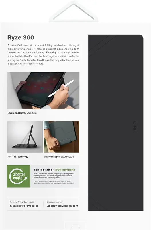 Чехол UNIQ RYZE 360 NEW IPAD PRO 11 (2024) - BLACK (UNIQ-PDP11(2024)-R360BLK) - фото - №3