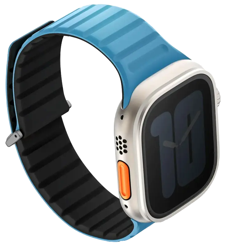 Ремешок APPLE WATCH STRAP 49/45/44/42MM UNIQ REVIX EVO REVERSIBLE-PACIFIC (PACIFIC BLUE/BLACK) - фото - №0