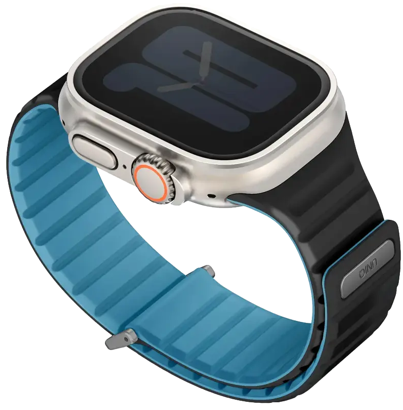 Ремешок APPLE WATCH STRAP 49/45/44/42MM UNIQ REVIX EVO REVERSIBLE-PACIFIC (PACIFIC BLUE/BLACK) - фото - №1