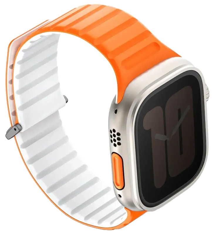 Ремінець APPLE WATCH STRAP 49/45/44/42MM UNIQ REVIX EVO REVERSIBLE-AMBER (AMBER ORANGE/WHITE) - фото - №0