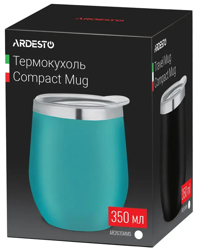 Термочашка Ardesto Compact Mug 350 мл, голубой, нержавеющая сталь (AR2635MMS) фото