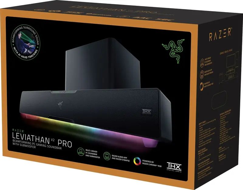 Razer Leviathan V2 Pro サウンドバー 世界初のヘッドトラッキングAI機能搭載されたサウンドバー