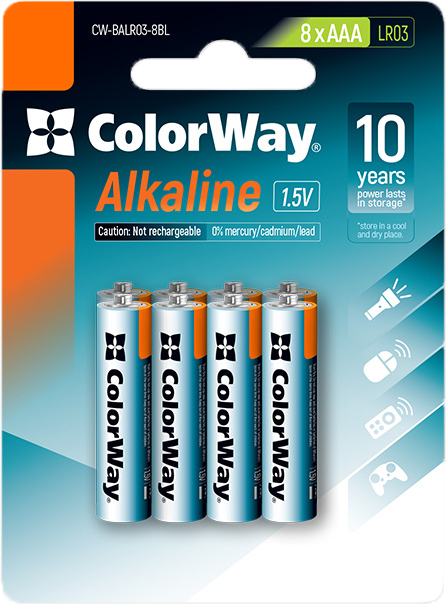 Батарейки СolorWay Alkaline AAA блистер 8 шт. фото