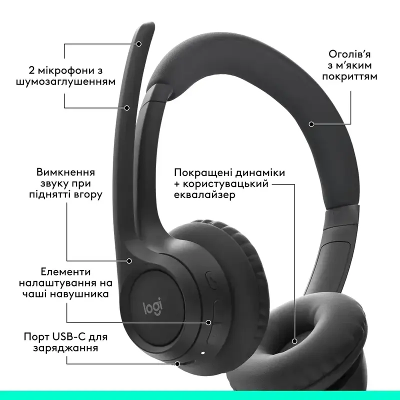 Гарнітура Logitech Zone 300 Black - фото - №5