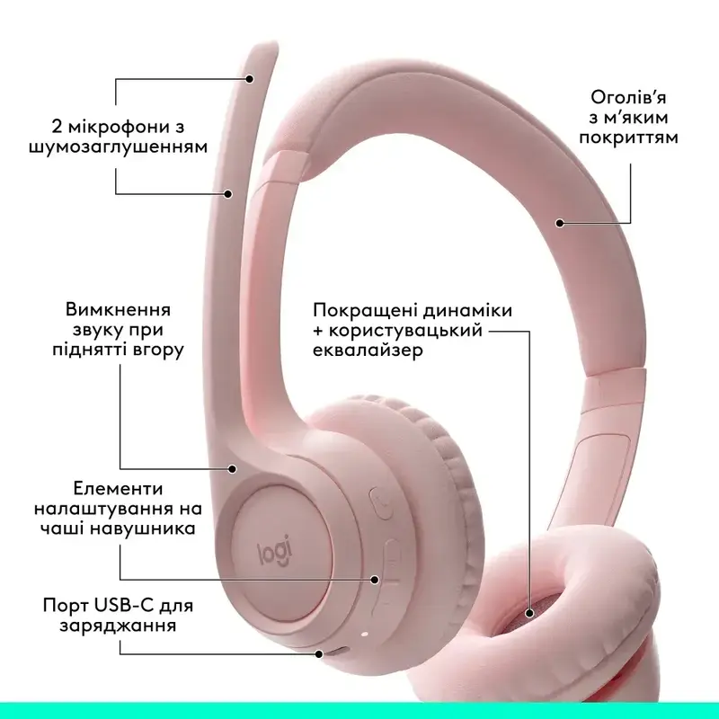Гарнітура Logitech Zone 300 Rose - фото - №5