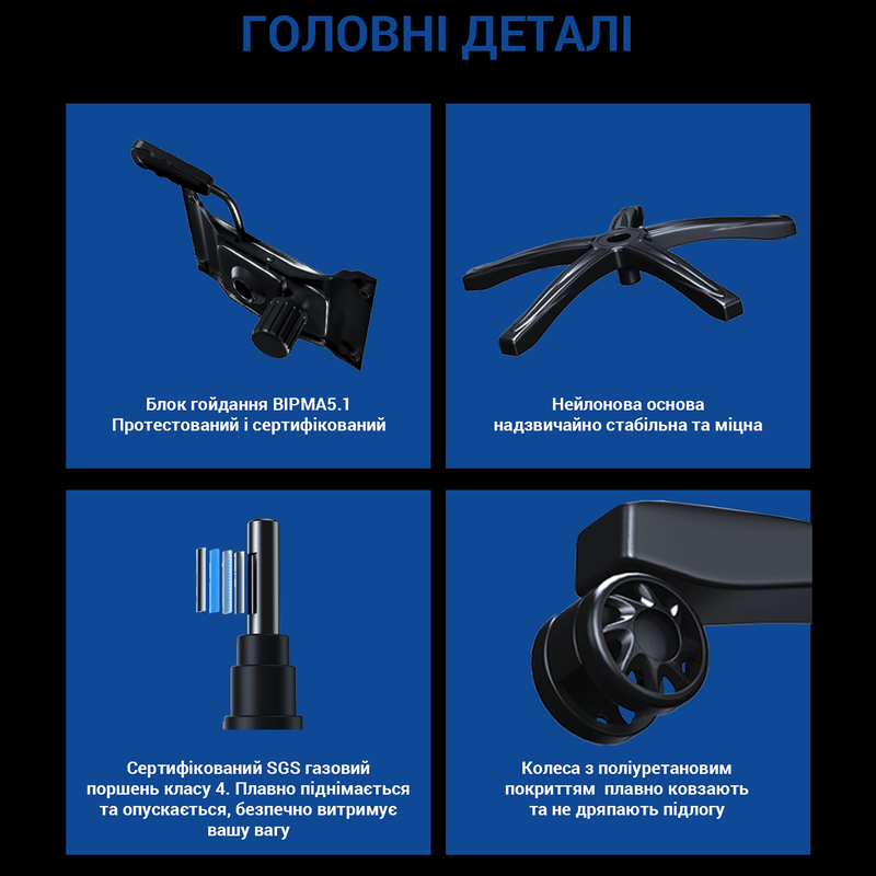 Ігрове крісло Anda Seat Luna Size L (Black/Blue) AD18-44-BS-PV - фото - №18