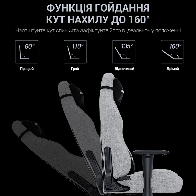 Игровое кресло Anda Seat Luna Size L Grey Fabric (AD18-44-G-F) фото
