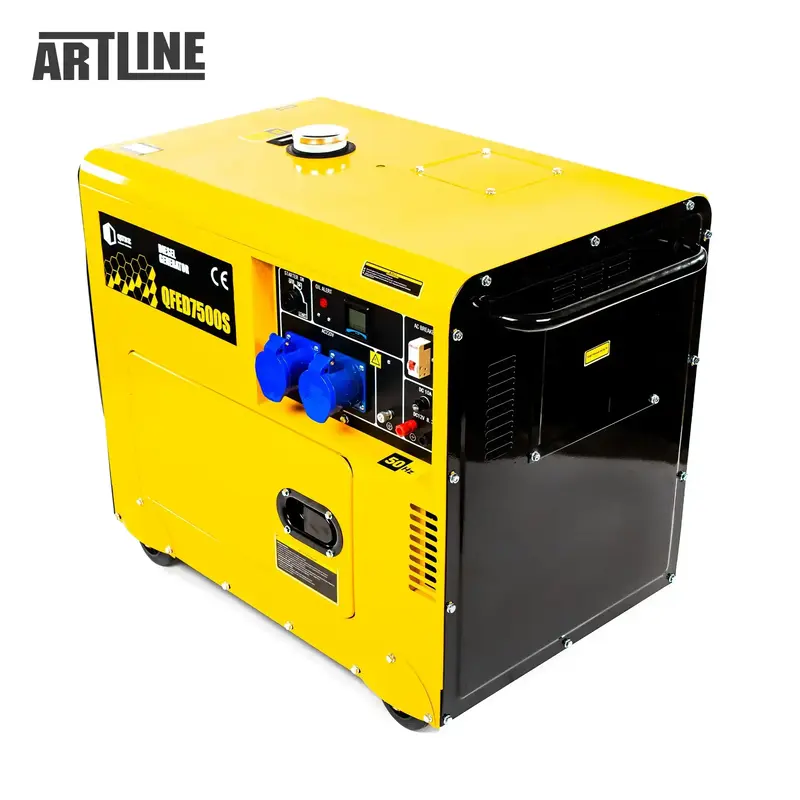 Генератор дизельний QUBE QFED7500S 1-phase, 5.0/5.5kW, 220V,15L,canopy електричний старт фото
