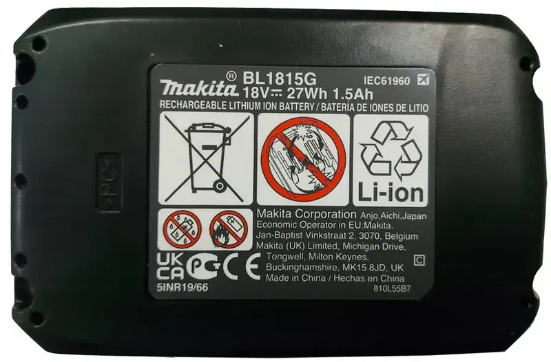 Акумулятор Makita BL1815G, 18V, 1.5Аг (198186-3) - фото - №4
