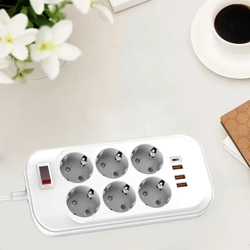 Сетевой удлинитель ColorWay (CW-CHE64PDW) 6 раз. + 4 USB (Type-C PD20W + 3USB QC3.0) фото