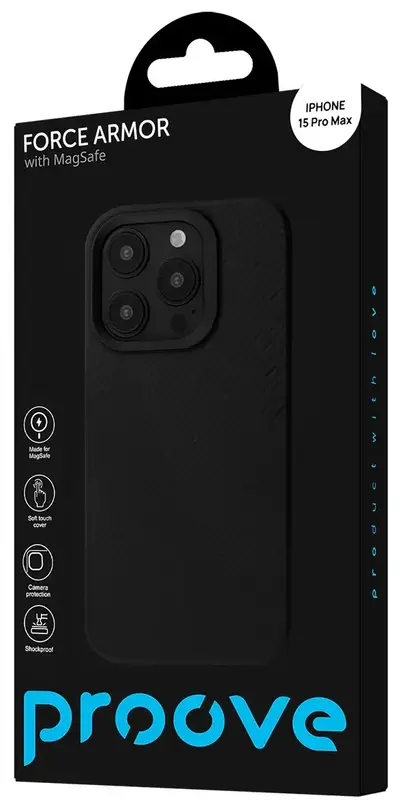 Чохол для iPhone 15 Pro Max Proove Force Armor Case with Magnetic Ring (Black) - фото - №4
