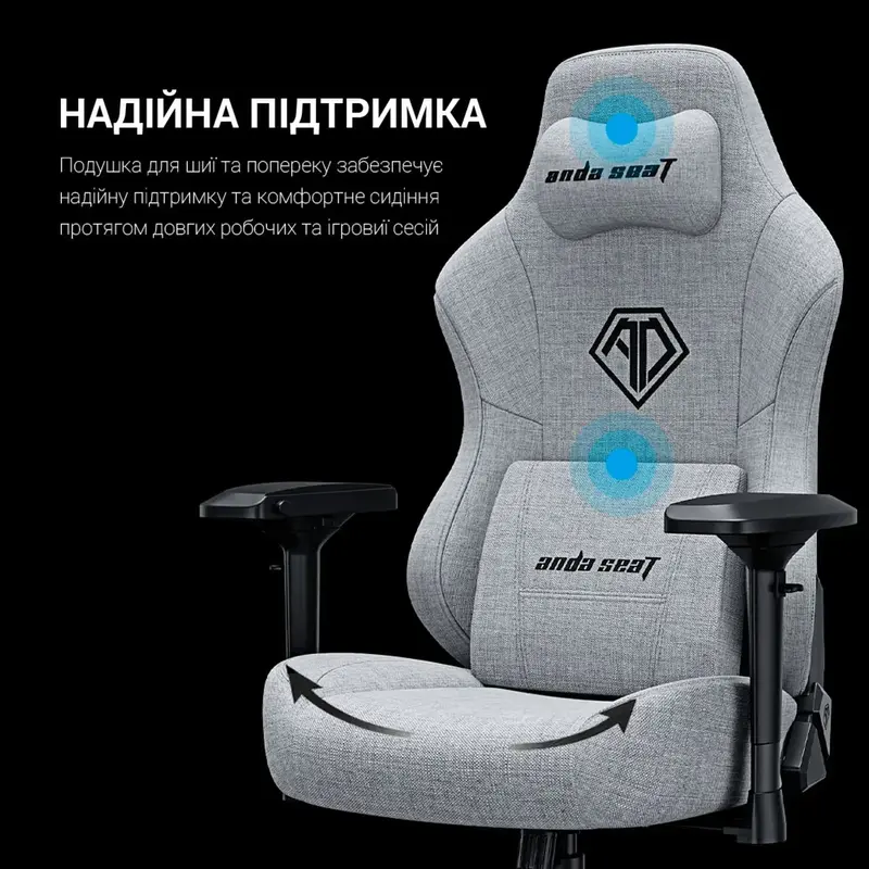 Ігрове крісло Anda Seat Phantom 3 Pro Size L (Black Fabric) AD18YC-06-B-F фото