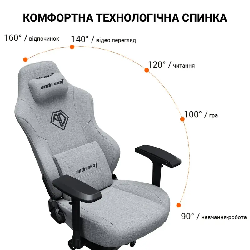 Ігрове крісло Anda Seat Phantom 3 Pro Size L (Black Fabric) AD18YC-06-B-F фото