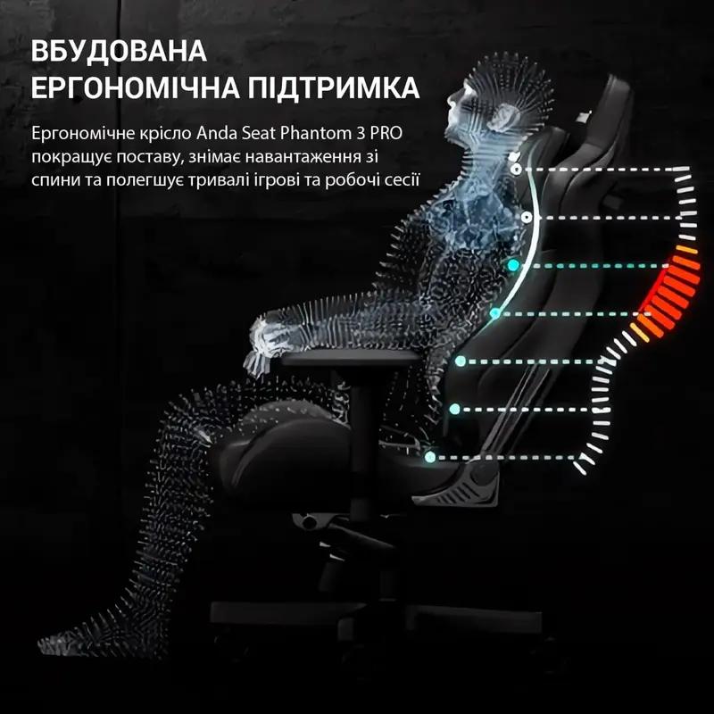 Ігрове крісло Anda Seat Phantom 3 Pro Size L (Black Fabric) AD18YC-06-B-F фото