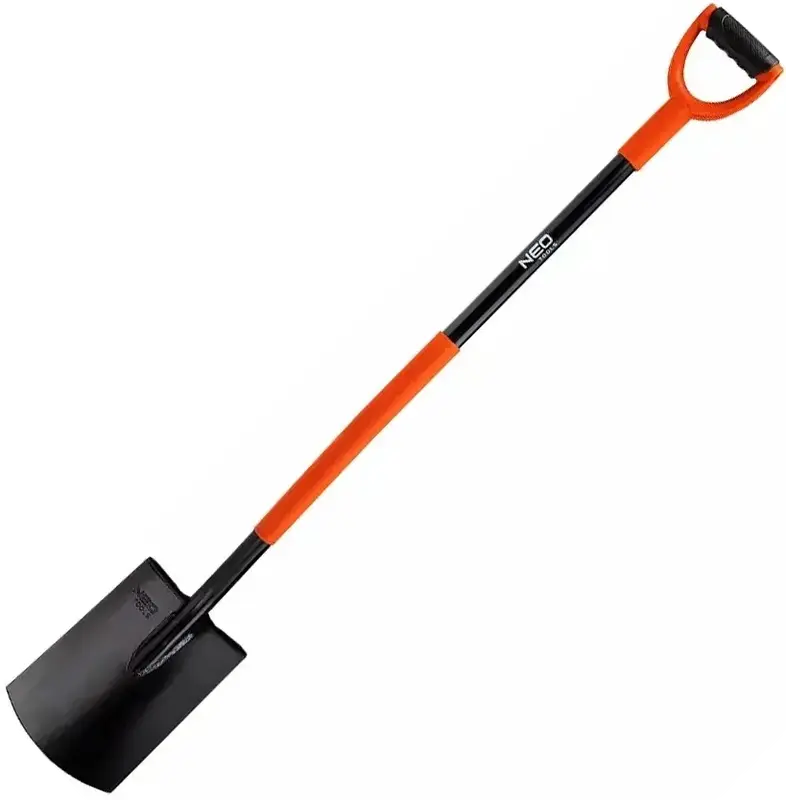 Лопата штикова Neo Tools пряма, руків'я металеве D-подібне, 125см, 2.12кг (95-007) - фото - №0