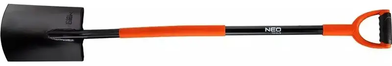 Лопата штикова Neo Tools пряма, руків'я металеве D-подібне, 125см, 2.12кг (95-007) - фото - №1