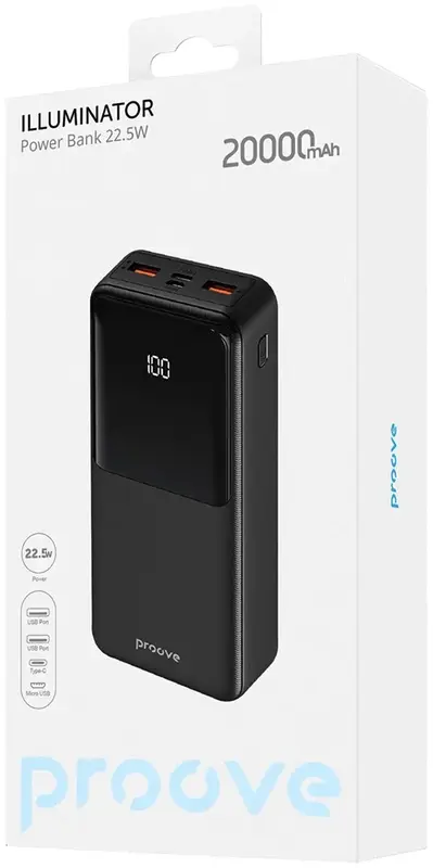 Порт.ЗП Proove Illuminator 20000mAh 22.5W чорний фото