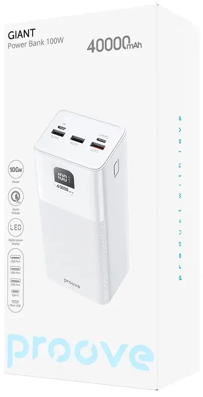 Порт.ЗП Proove Giant 40000mAh 100W бiлий фото